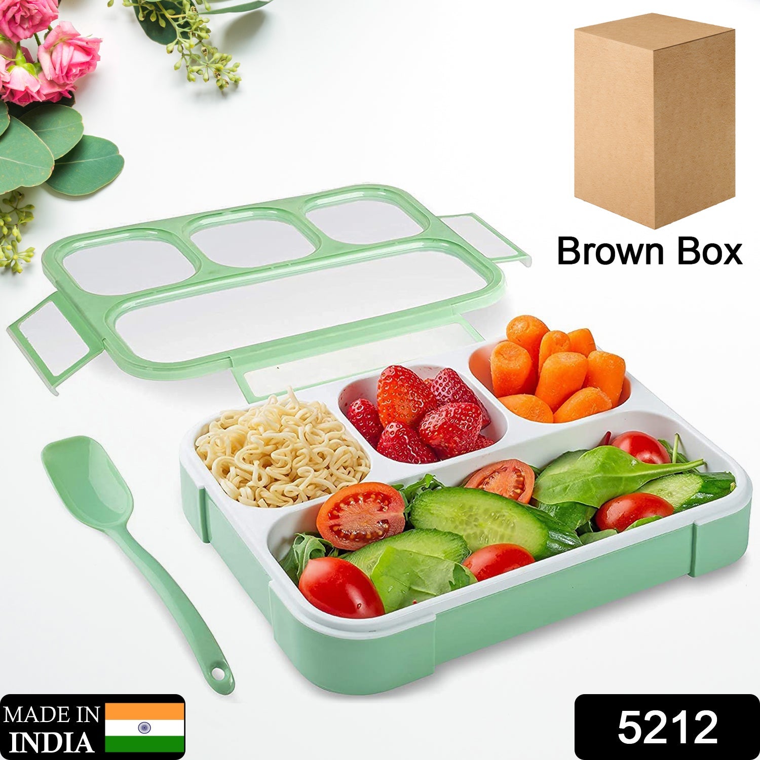 5212 Lunch Box 4 Compartment With Leak Proof Lunch Box For School & Office Use DeoDap 5212 Lunch Box 4 Compartment With Leak Proof Lunch Box For School & Office Use DeoDap